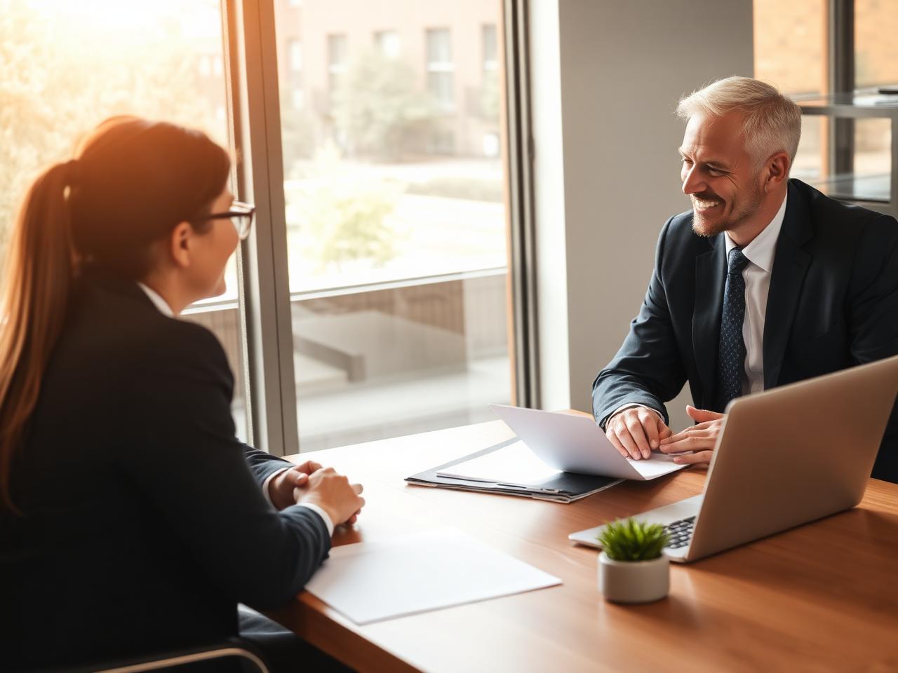 Insurance agent consulting with a client
